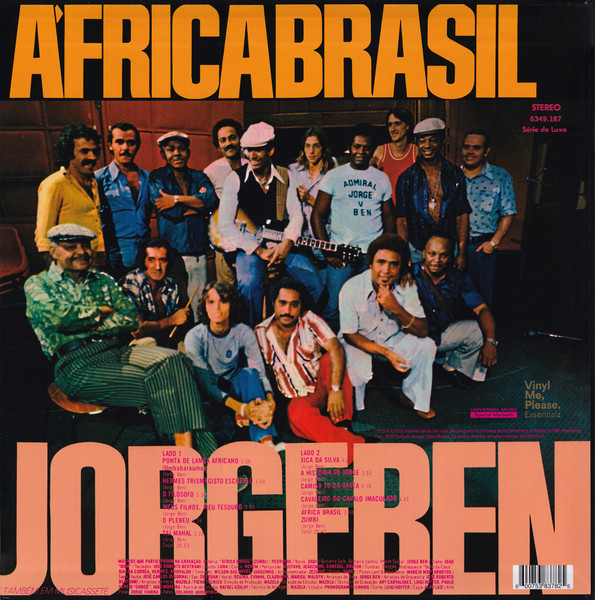 Back cover art for Jorge Ben's África Brasil, depicting Jorge Ben's backing band