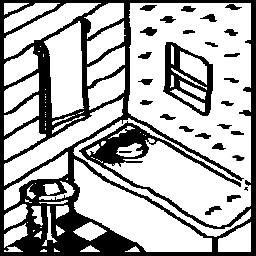 drawing of a woman in a bathtub