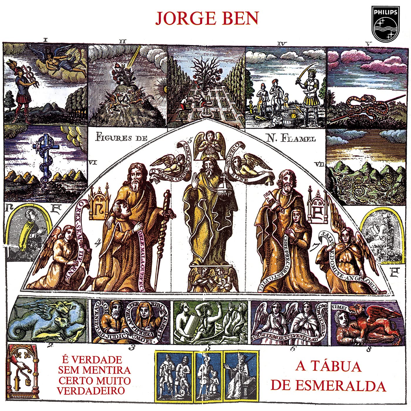 A Tábua de Esmeralda album cover, depicting medieval-style illustrations